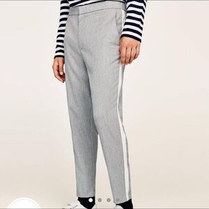 Gray chino pant with white side stripe